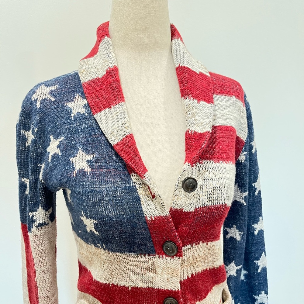 Denim & Supply by Ralph Lauren American flag print cardi sweater size Pe… - Picture 9 of 13